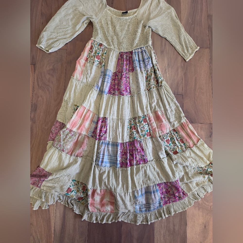 🌿 Young Threads Patchwork Maxi Dress | Boho Cott… - image 4